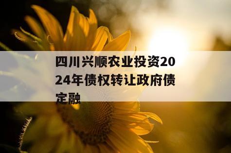 四川兴顺农业投资2024年债权转让政府债定融