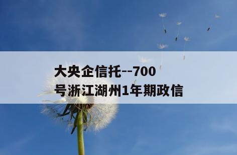 大央企信托--700号浙江湖州1年期政信