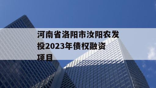 河南省洛阳市汝阳农发投2023年债权融资项目