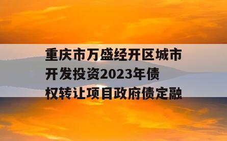 重庆市万盛经开区城市开发投资2023年债权转让项目政府债定融