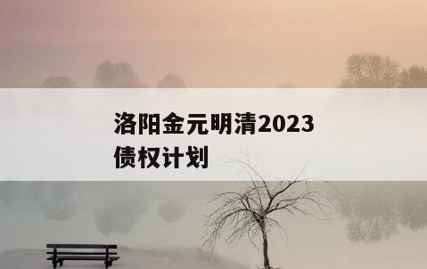 洛阳金元明清2023债权计划