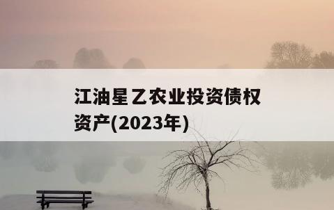 江油星乙农业投资债权资产(2023年)