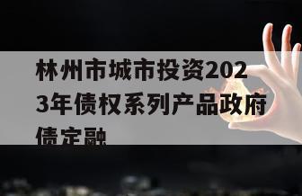林州市城市投资2023年债权系列产品政府债定融