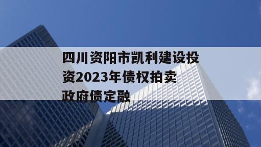 四川资阳市凯利建设投资2023年债权拍卖政府债定融