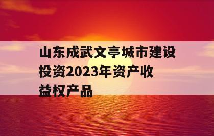 山东成武文亭城市建设投资2023年资产收益权产品