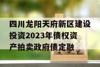 四川龙阳天府新区建设投资2023年债权资产拍卖政府债定融