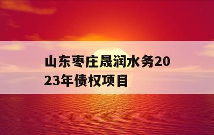 山东枣庄晟润水务2023年债权项目