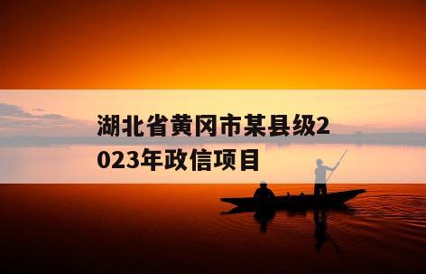 湖北省黄冈市某县级2023年政信项目