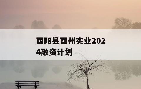 酉阳县酉州实业2024融资计划