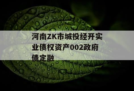 河南ZK市城投经开实业债权资产002政府债定融