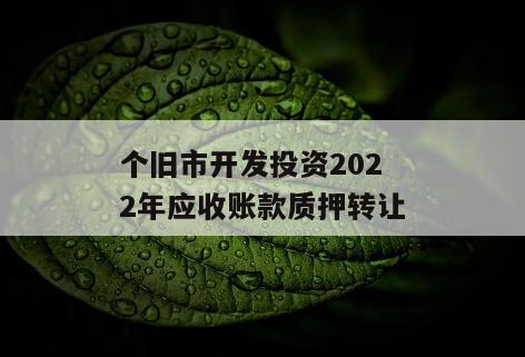 个旧市开发投资2022年应收账款质押转让