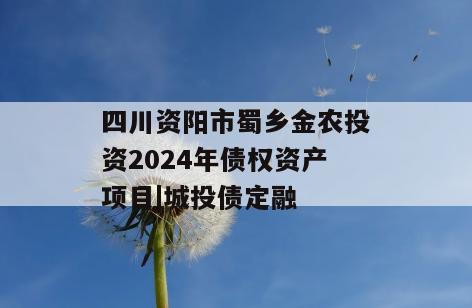 四川资阳市蜀乡金农投资2024年债权资产项目|城投债定融