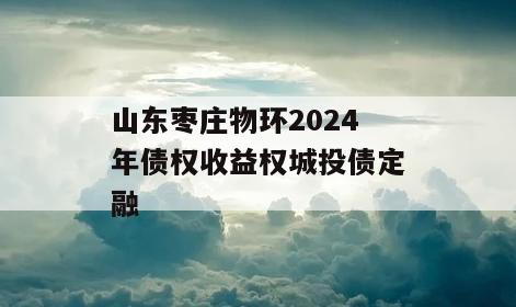 山东枣庄物环2024年债权收益权城投债定融