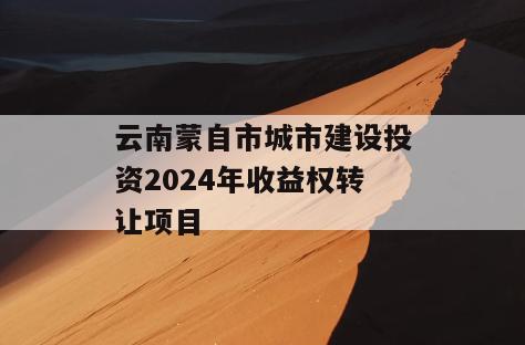 云南蒙自市城市建设投资2024年收益权转让项目