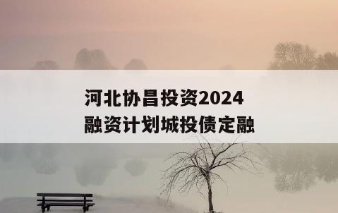 河北协昌投资2024融资计划城投债定融