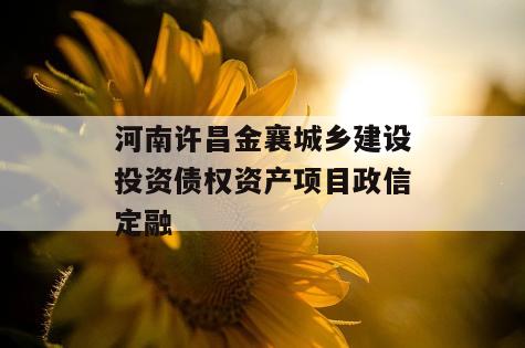 河南许昌金襄城乡建设投资债权资产项目政信定融