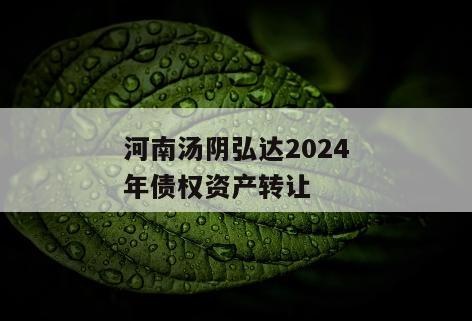 河南汤阴弘达2024年债权资产转让