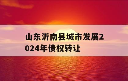 山东沂南县城市发展2024年债权转让
